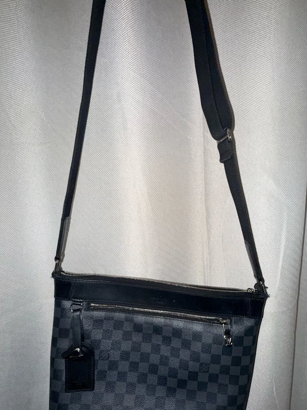 Louis Vuitton Black Damier Graphite Messenger Bag with Silver Hardware
